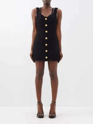 Raw-edged Tweed Mini Dress