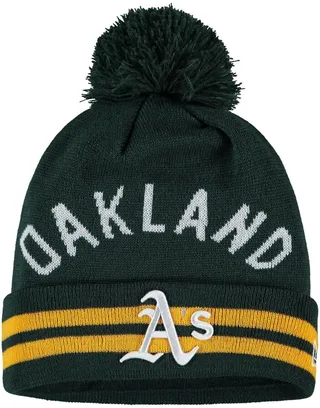 Men's Green Oakland Athletics Arch Cuffed Knit Hat with Pom