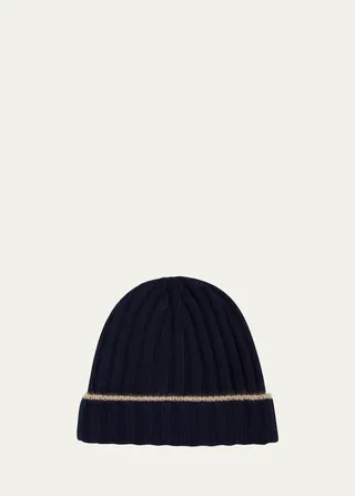 Men's Ribbed Cashmere Beanie