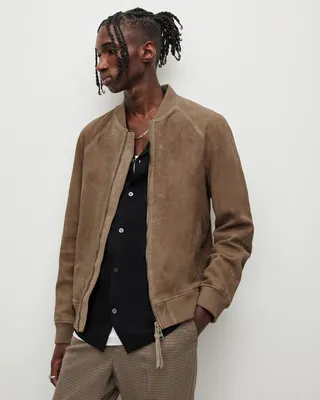 Dains Suede Bomber Jacket - Warm Taupe