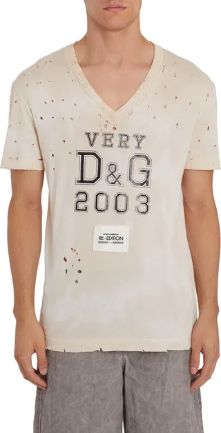 Destroyed V-Neck Graphic Tee