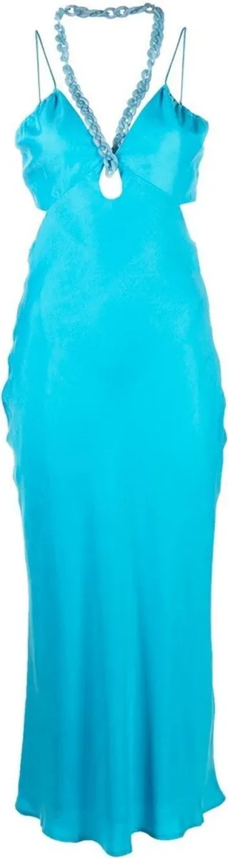 Chain-Strap Cut-Out Midi Dress