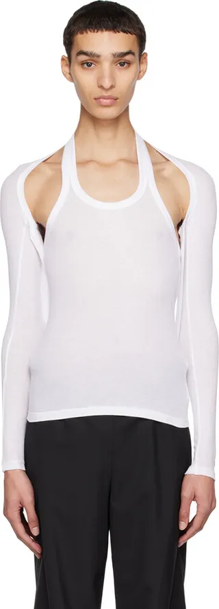Dion Lee White Modular Halter Long Sleeve T-Shirt