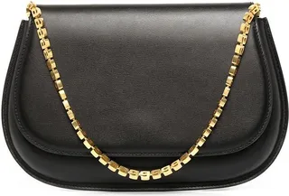 Black Crest Leather Shoulder Bag