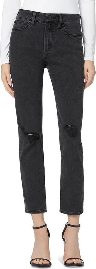 The Lara Womens Distressed Mid Rise Ankle Jeans