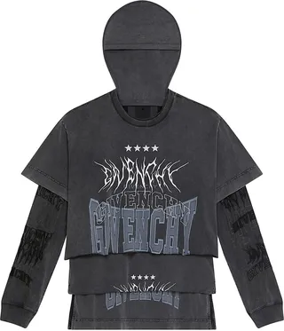 T-Shirt in Embroidered Jersey with Overlapped Effect