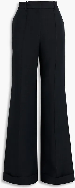 Deeda wool and silk-blend twill wide-leg pants