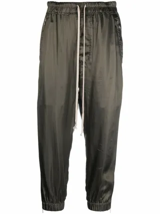 Cropped Drop-Crotch Track Pants