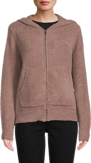 Faux Fur Hooded Zip Jacket