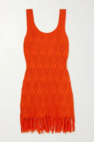 Dodo Bar Or - Joe Fringed Pointelle-knit Cotton Tunic - Red