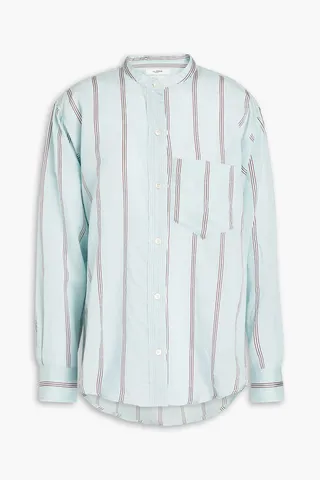 Celadon striped cotton-blend shirt