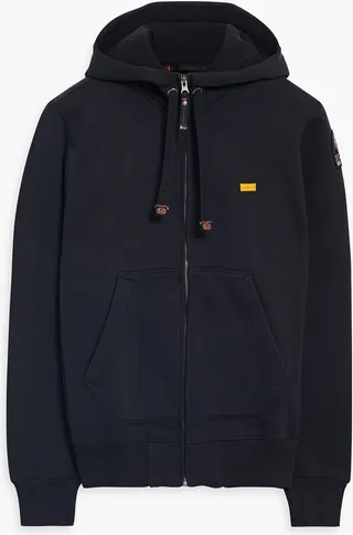 Appliquéd French cotton-terry zip-up hoodie
