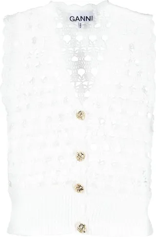 V-neck crochet vest
