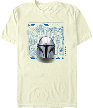 Men's Star Wars: The Mandalorian Icons Blue Prints T-Shirt - Beige - Medium