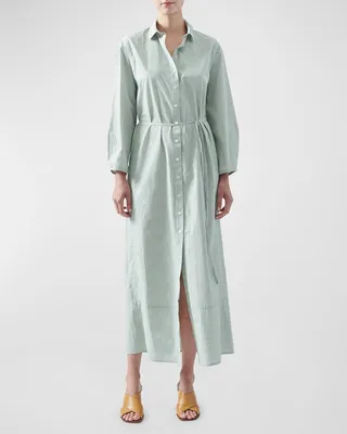 Belted Cotton Maxi Shirtdress