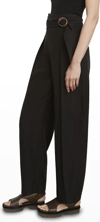 Tie-Front Crop Wide-Leg Pants