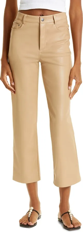 Hanie Faux Leather High Waist Straight Leg Pants
