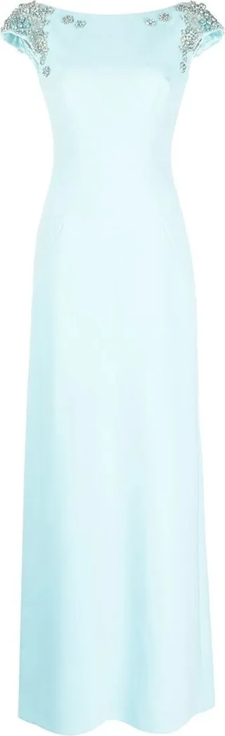 Rosamund crystal-embellished cap-sleeve gown