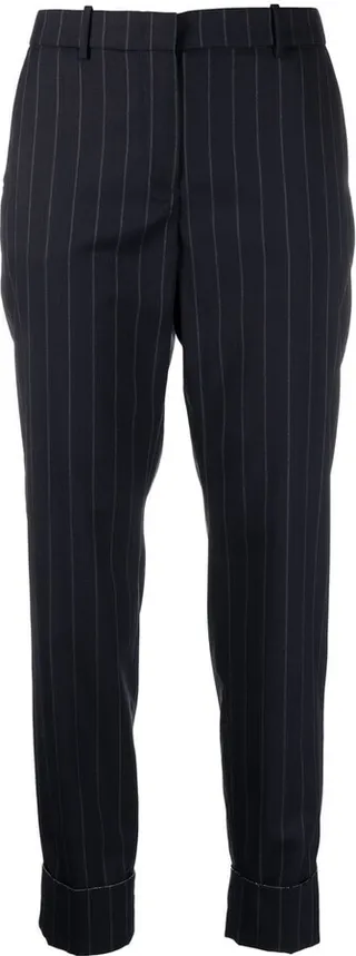 Pinstripe Pattern Cropped Trousers