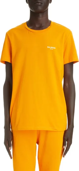Classic Fit Flocked Logo Cotton T-Shirt