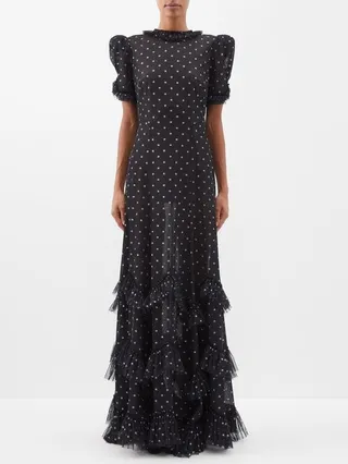 The Sky Rocket Star-print Mesh Gown