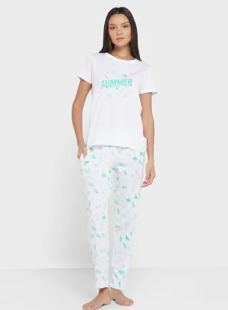 Graphic T-Shirt And Pyjama Set