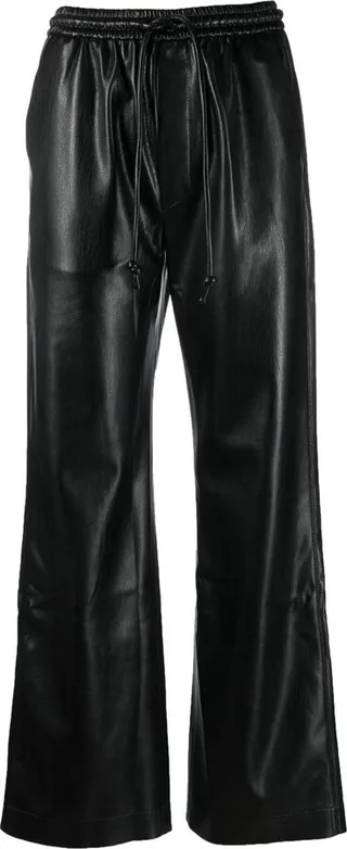 Faux-Leather High-Waist Trousers