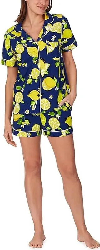 Bedhead PJs Trina Turk x Bedhead Short Sleeve Shorty Set (Lemons) Women's Pajama Sets