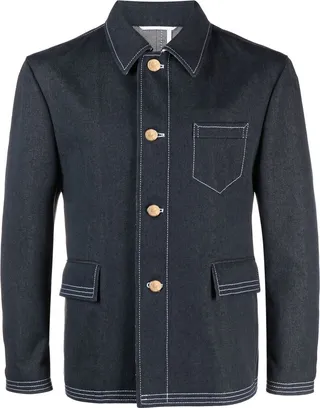 Contrast-Stitch Denim Jacket