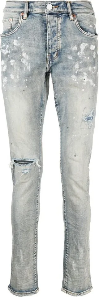 Paint Splatter-Print Distressed Jeans
