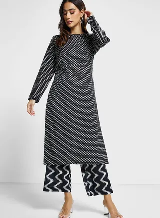 Printed Crew Neck Kurti