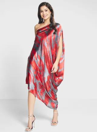 One Shoulder Printed Dress