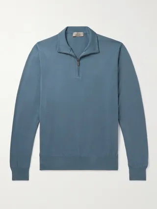 Slim-Fit Cotton Half-Zip Sweater