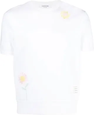 floral-embroidered cotton T-shirt