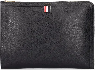 Pebbled leather zipped document pouch