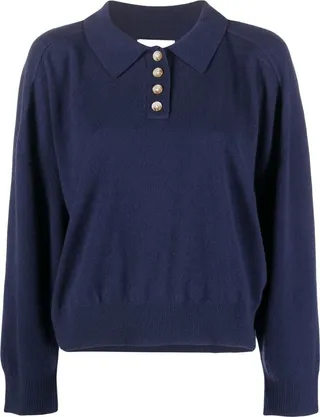Longsleeved Cashmere Polo Shirt