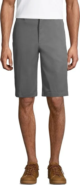 Lands' End School Uniform Men's Plain Front Blend Chino Shorts - 38 - Arctic Gray