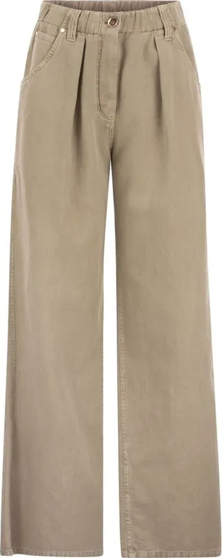 Brunello Cucinelli High-Waist Elasticated Waistband Straight-Leg Trousers