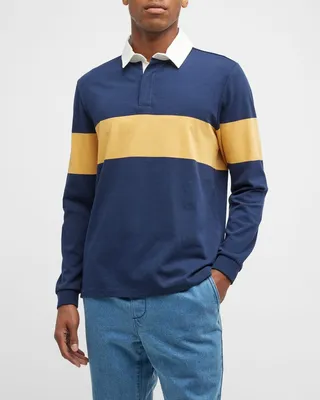 Men's Concealed Quarter-Zip Rugby Polo Shirt