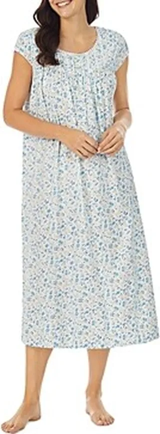 Eileen West Cotton Floral Daisy Lace Long Nightgown