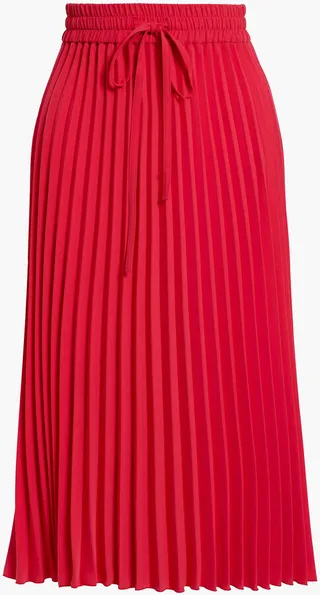 Pleated crepe midi skirt