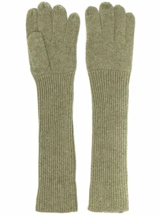 Ribbed-Knit Cashmere Gloves