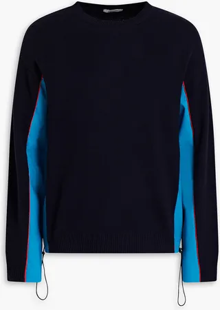 Shell-paneled wool and cashmere-blend sweater