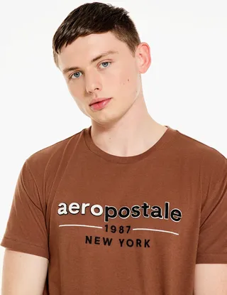 Aeropostale Men's 1987 Logo Appliquac Graphic Tee