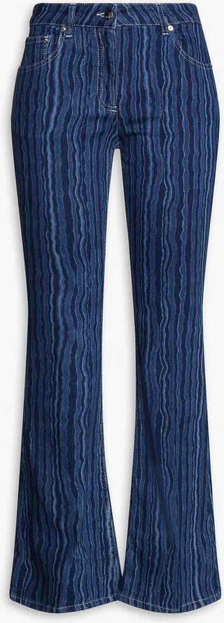 Printed mid-rise flared jeans