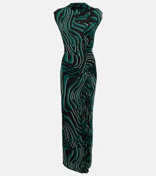 Printed fitted maxi dress