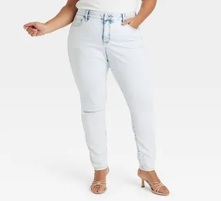 Women's Mid-Rise Skinny Jeans - Ava & Viv™ Light Blue Denim 30