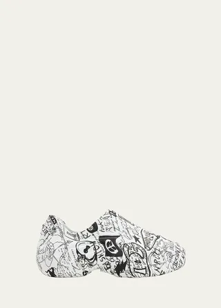 Men's Graffiti-Print Molded Slip-On Sneakers