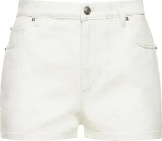 Paisley print denim shorts