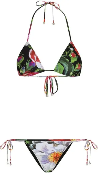 Floral-Print Triangle Bikini